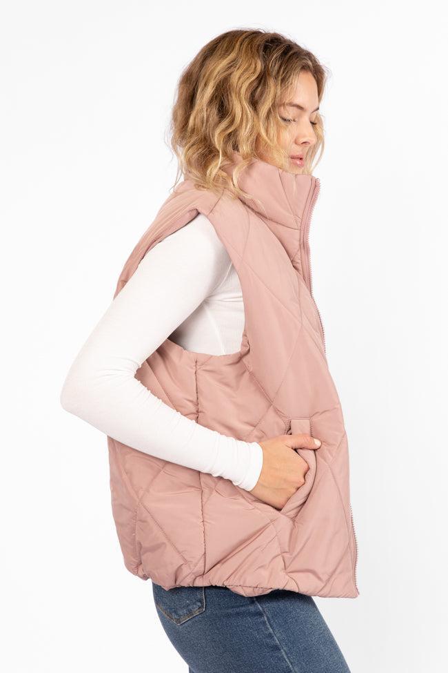Mountainside Moment Mauve Quilted Puffer Vest SALE Product Image