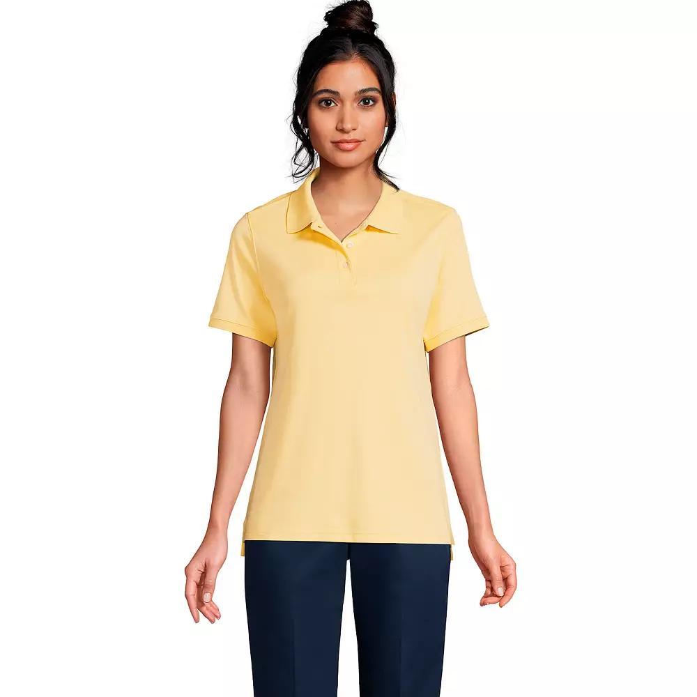 Women's Tall Lands' End School Uniform Short Sleeve Interlock Polo, Size: Small Tall, Blue Product Image