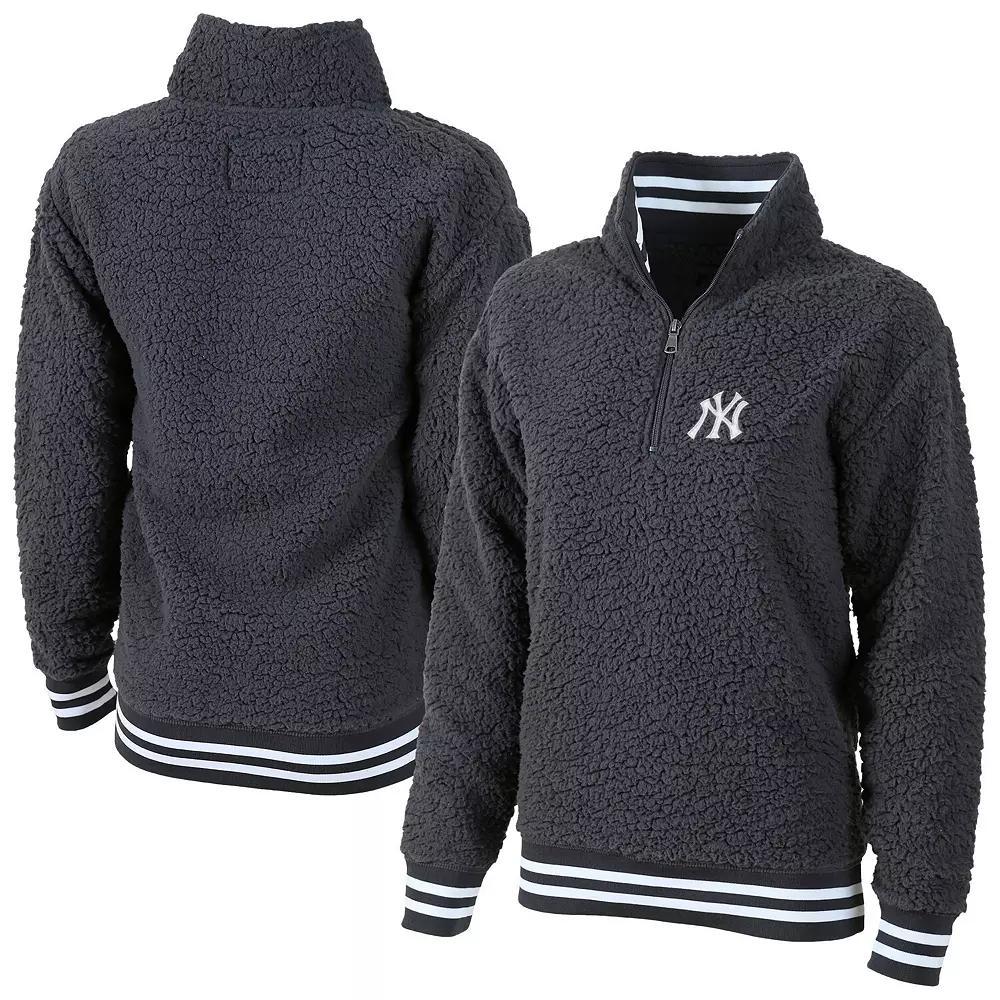 Women's G-III 4Her by Carl Banks Gray New York Yankees Play Action Sherpa Fleece Quarter-Zip Jacket, Size: XL, Grey Product Image