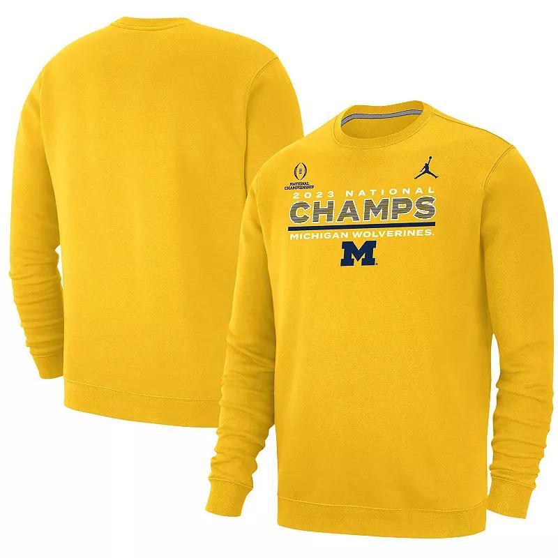 Mens Jordan Brand Maize Michigan Wolverines College Football Playoff 2023 National Champions Club Fleece Pullover Sweatshirt Product Image