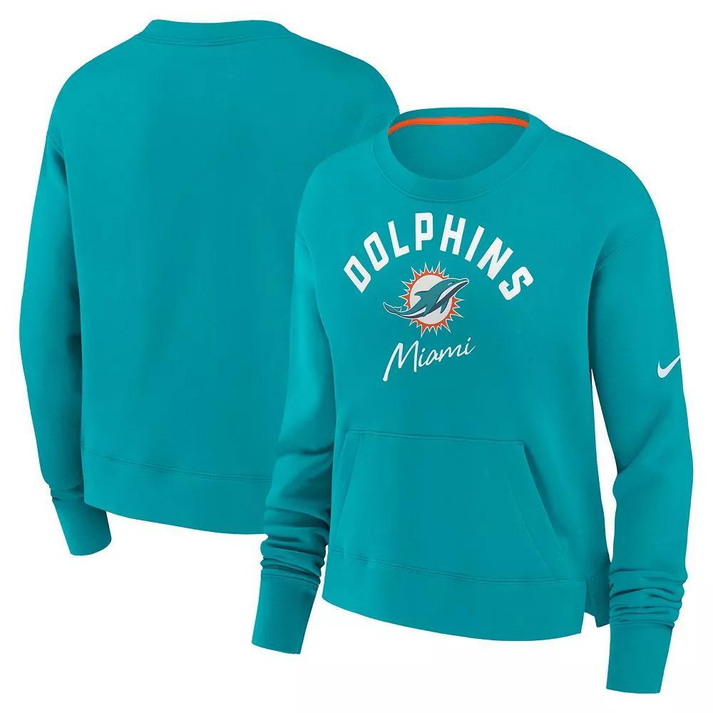 Women's Nike Aqua Miami Dolphins High Hip Fleece Pullover Sweatshirt, Size: XL, Turquoise A Product Image