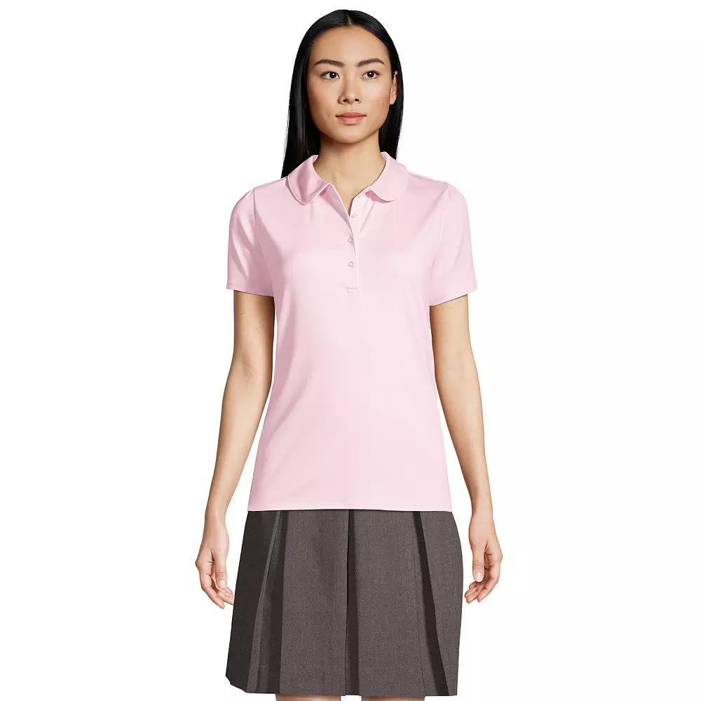 Women's Lands' End Short Sleeve Cotton Performance Polo Shirt, Size: Medium, White Product Image