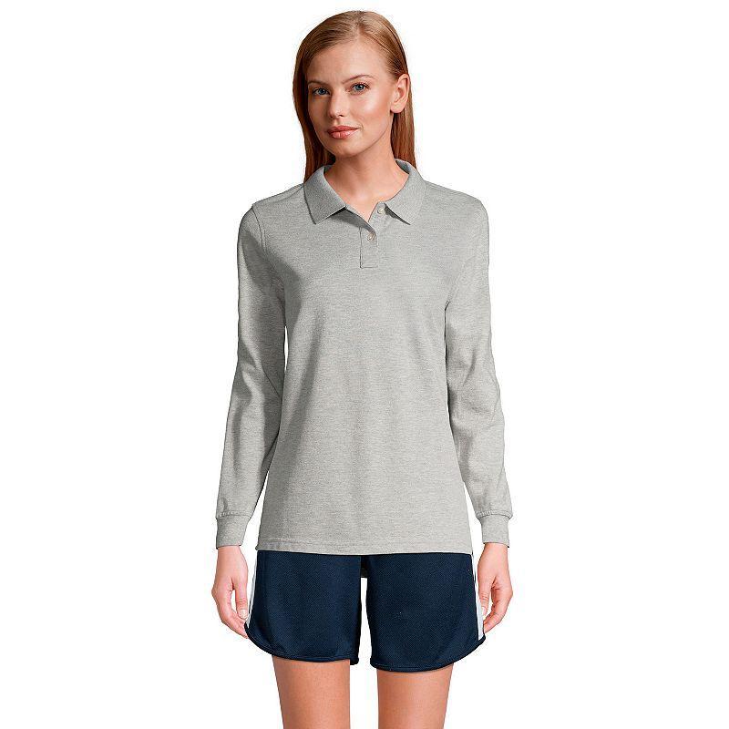 Womens Tall Lands End School Uniform Long Sleeve Mesh Polo Shirt Product Image