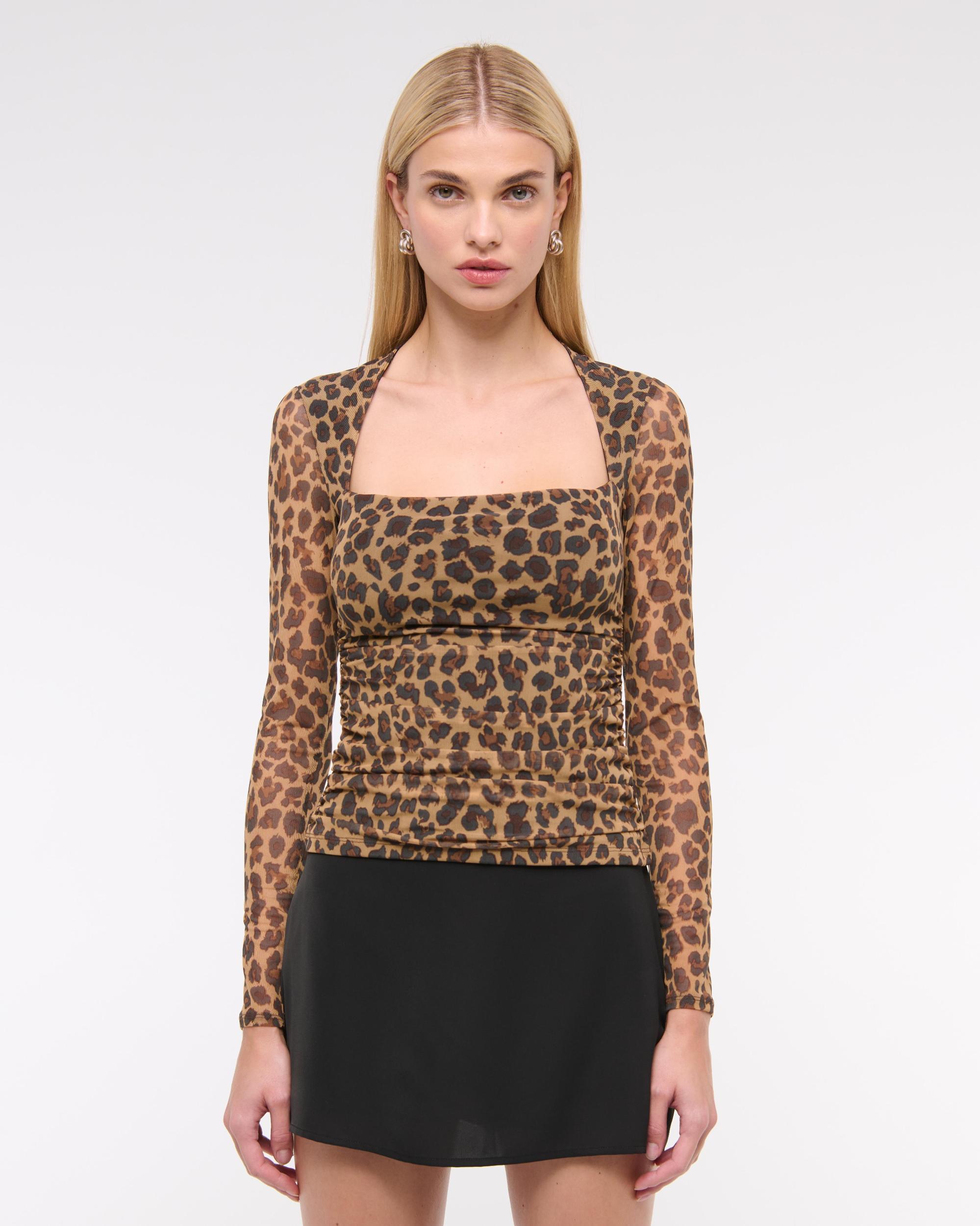 The A&F Ava Long-Sleeve Mesh Top Product Image