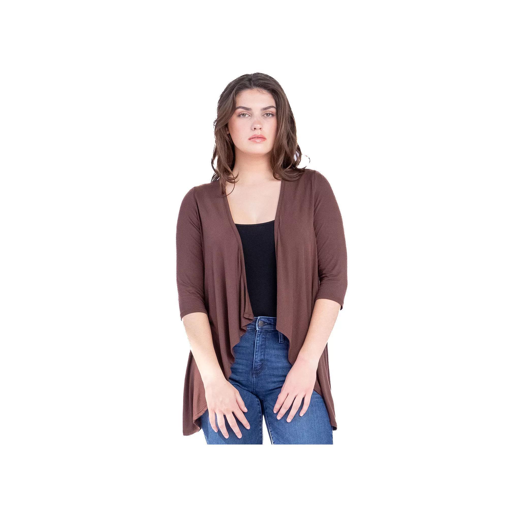 Womens 24Seven Comfort Apparel Elbow Length Sleeve Open Cardigan Red Product Image