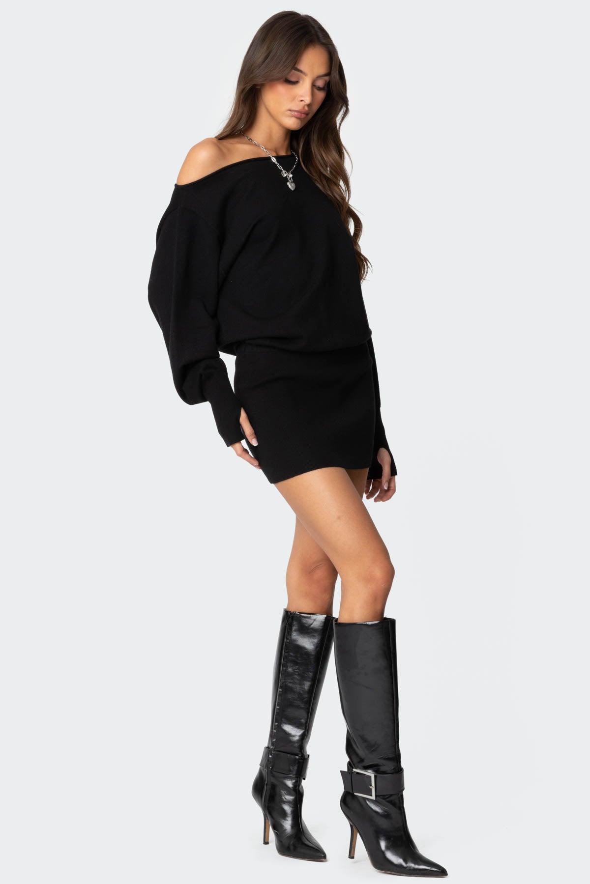 Eve Off Shoulder Knit Mini Dress Product Image
