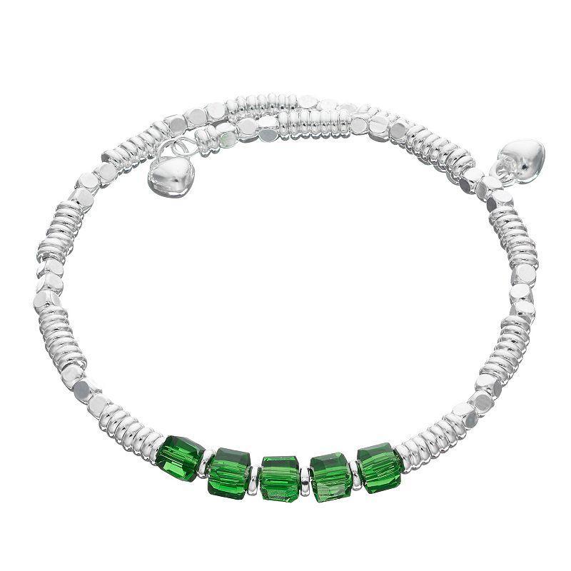 City Luxe Silver Tone Birthstone Beaded Bracelet, Women's, August Product Image