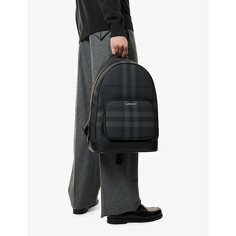BURBERRY Mens Charcoal Rocco Woven Backpack Product Image