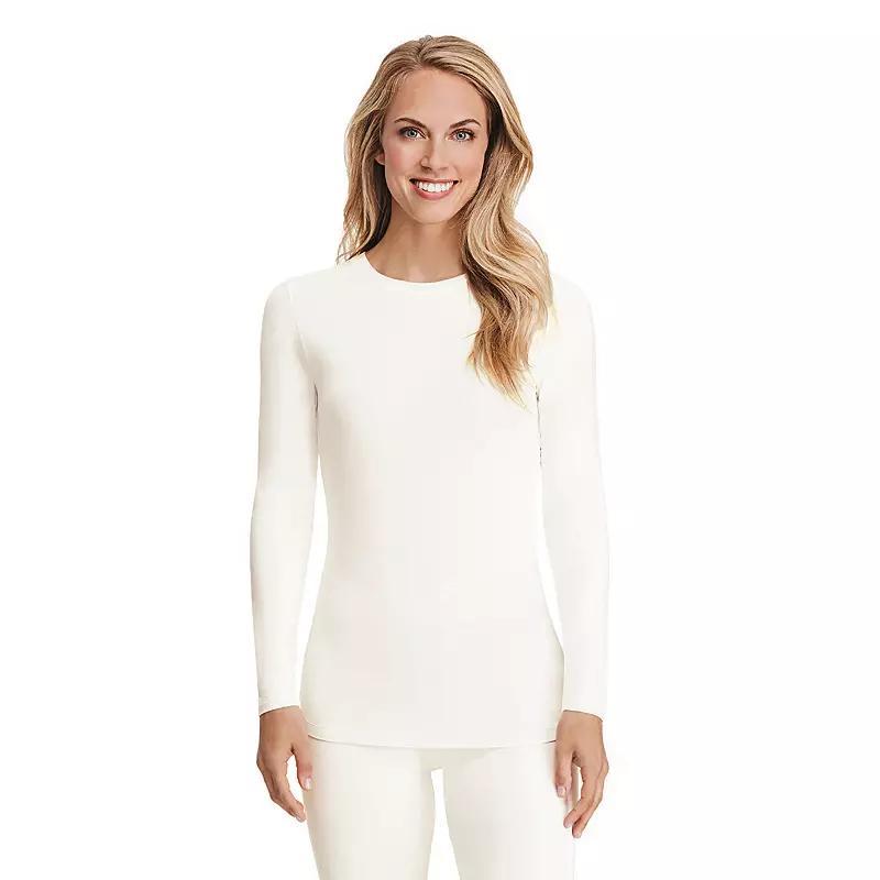 Women's Cuddl Duds® Softwear with Stretch Long Sleeve Top, Size: Medium, Ivory Houndsto Product Image