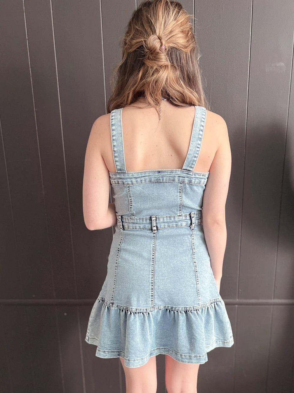 Sleeveless Button Up Denim Dress Product Image