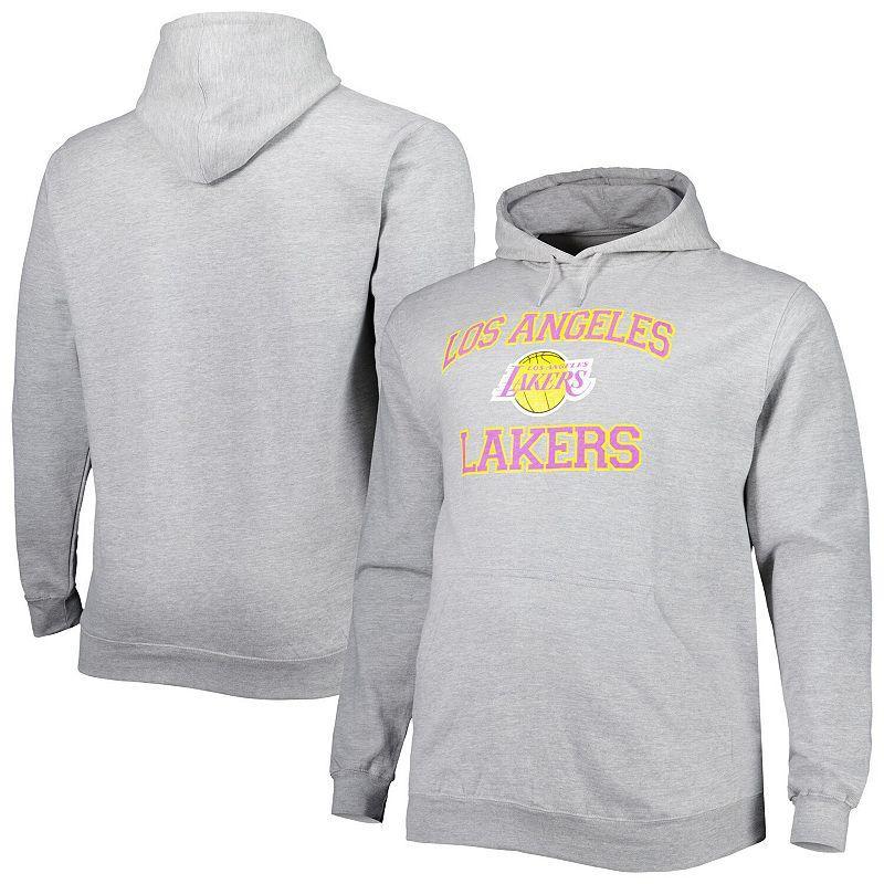 Men's Heathered Gray Los Angeles Lakers Big & Tall Heart & Soul Pullover Hoodie, Size: 2XLT, Grey Product Image