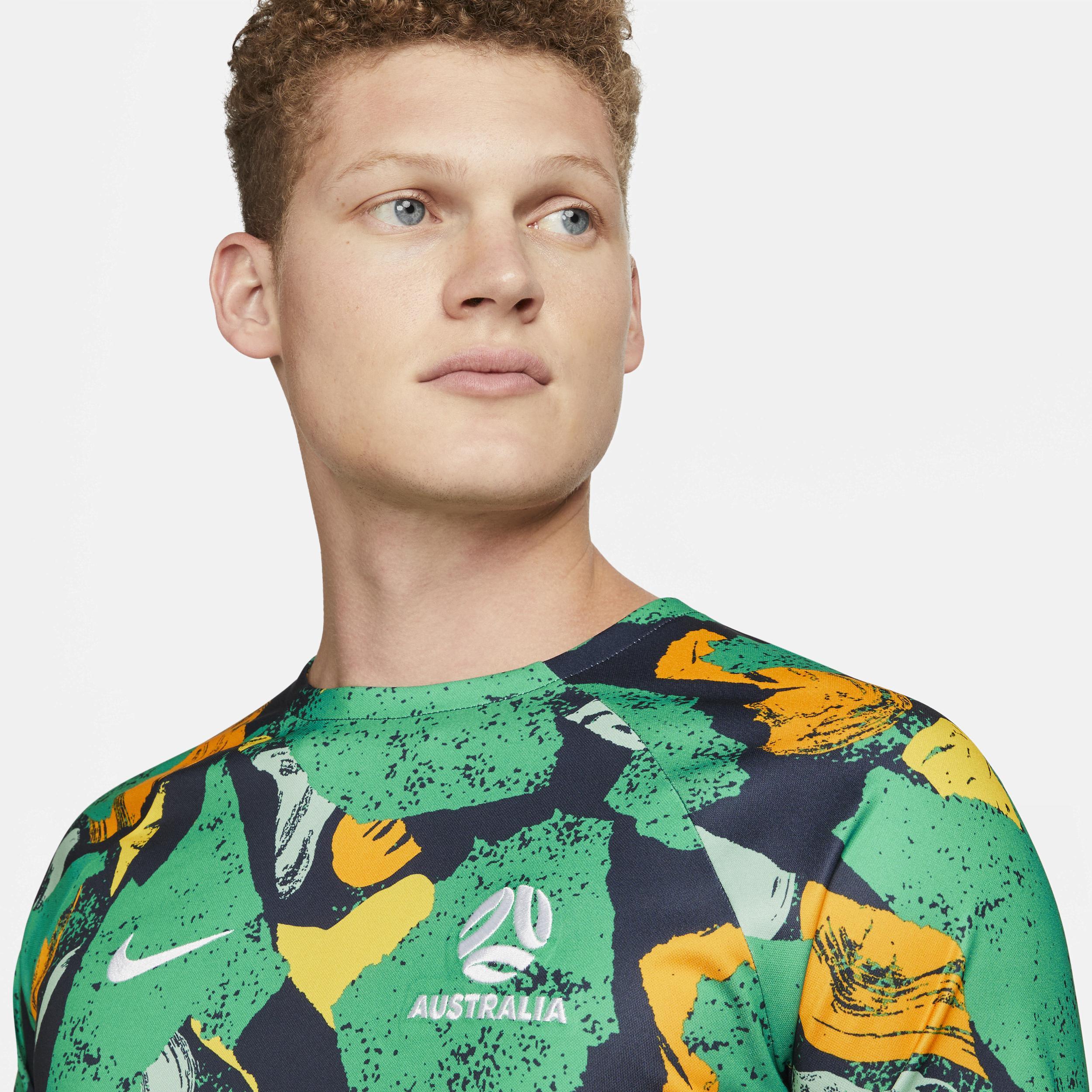 Mens Nike Green, Yellow Australia National Team 2022/23 Pre-Match Top - Green, Yellow Product Image