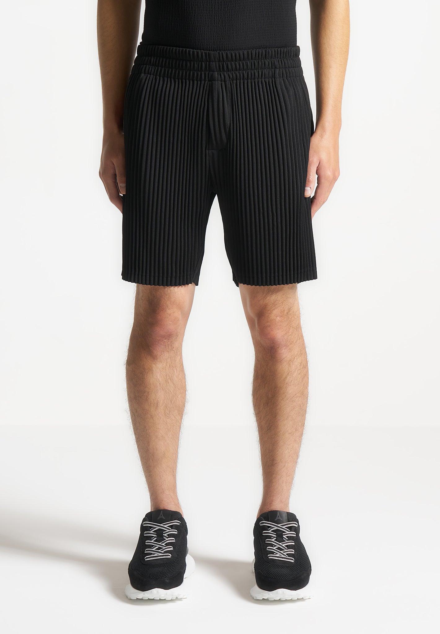 Pleated Shorts - Black Male Product Image