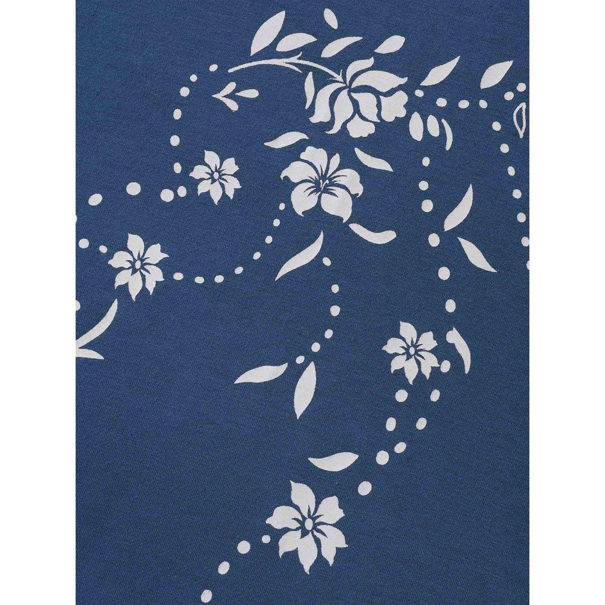 Plus Size Floral Print Drop Shoulder Sleeve Sweatshirt Women Navy Casual Patchwork Loose Round Neck Everyday Sweatshirts BloomChic 12/L Product Image