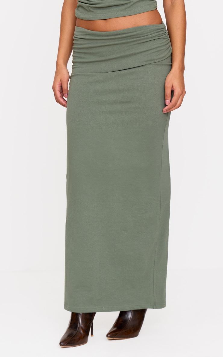 Sea Green Foldover Cotton Maxi Skirt Product Image
