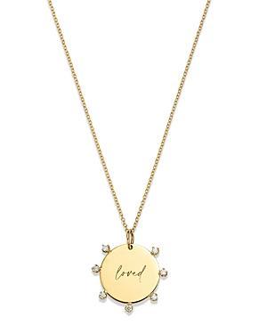 Womens Tender Tokens 14K Yellow Gold & 0.14 TCW Diamond Loved Disc Pendant Necklace Product Image