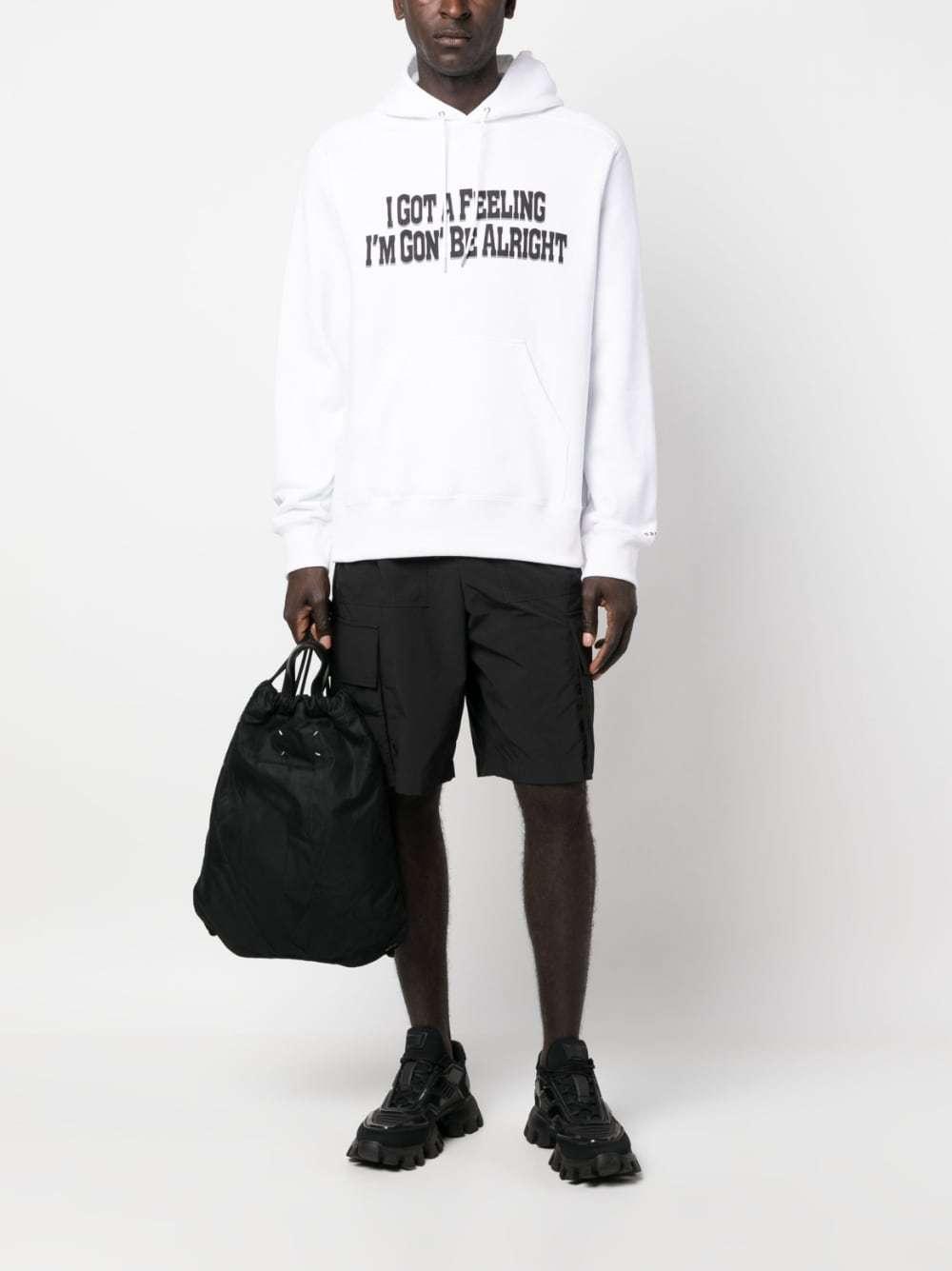 SACAI Slogan-print Cotton Hoodie In White Product Image