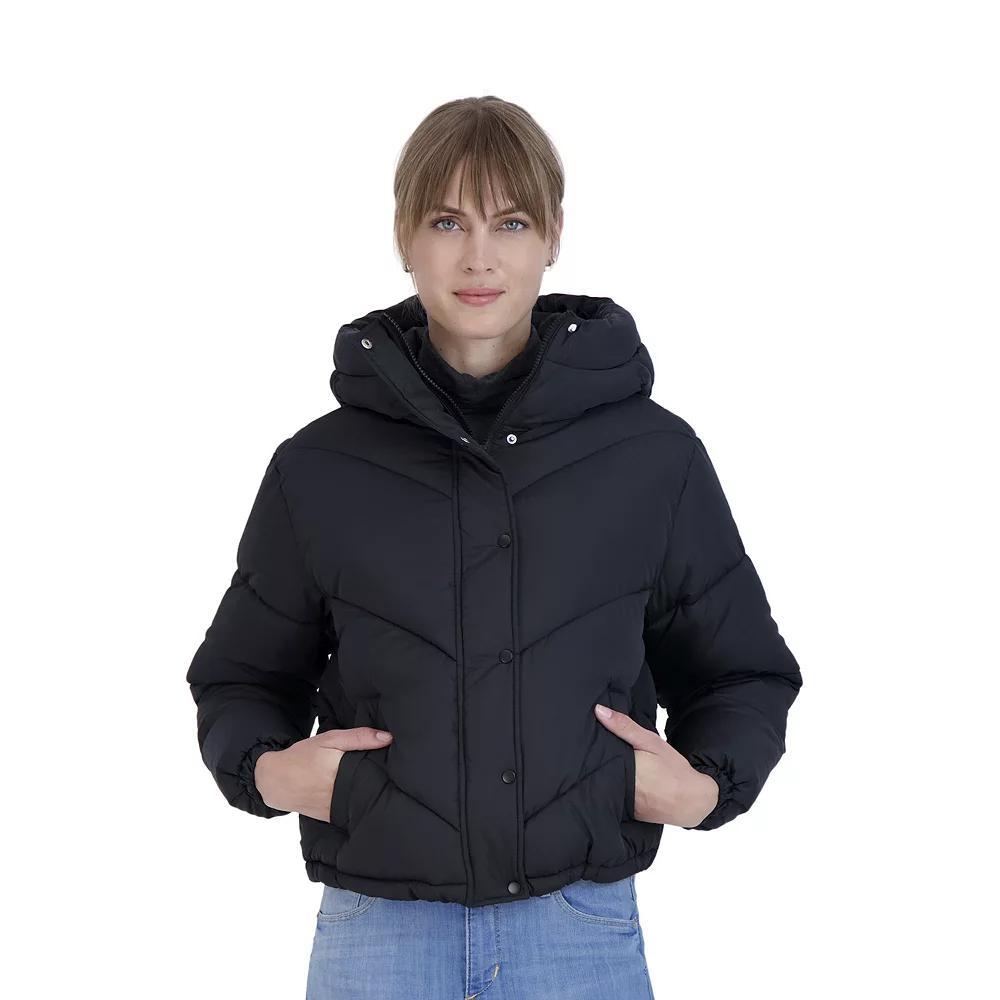 Juniors' Sebby Short Puffer Jacket, Women's, Size: Large, Gray Product Image