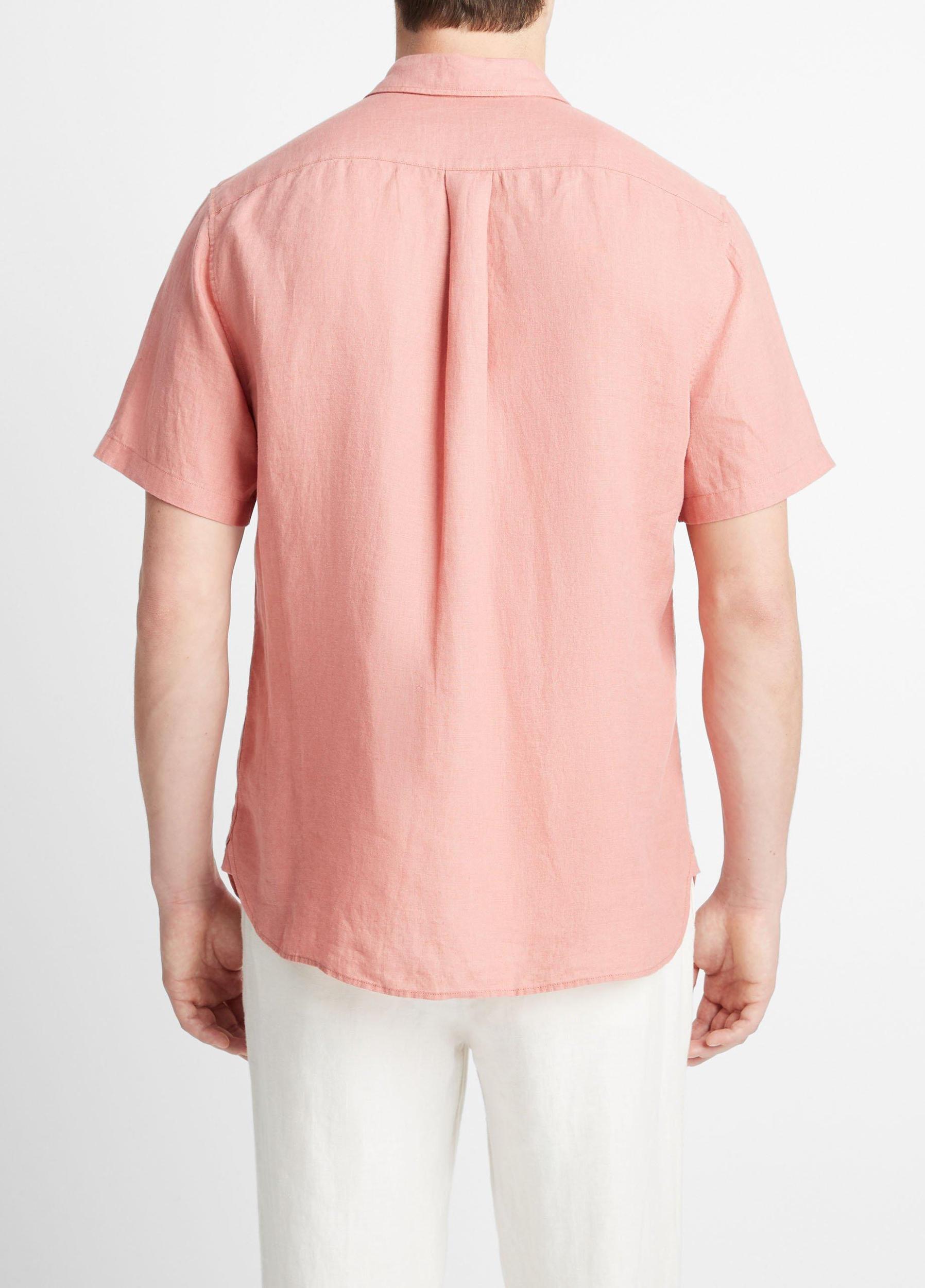 Mens Linen Short-Sleeve Shirt, Pumice Rock, Size XS Vince Product Image