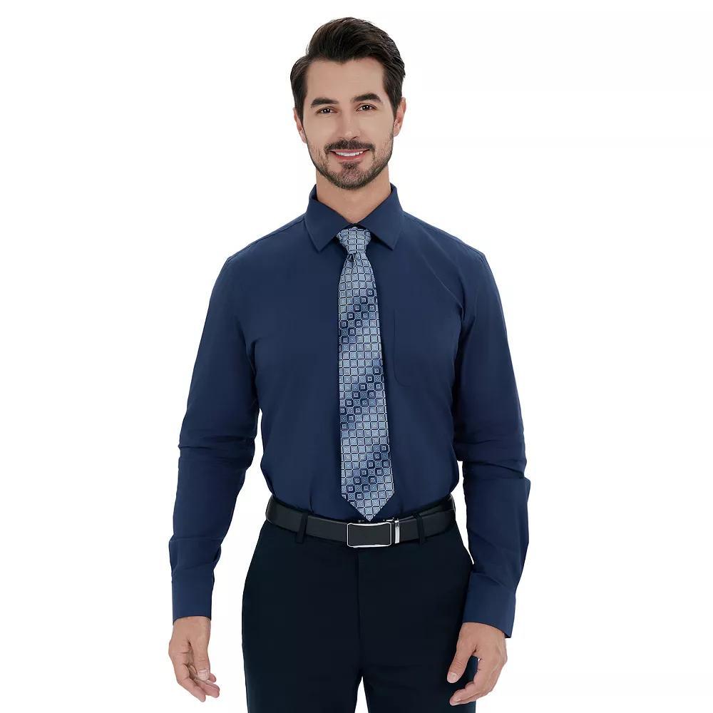 Men's Bespoke Classic-Fit Dress Shirt & Tie Set, Size: XL-34/35, Blue Product Image