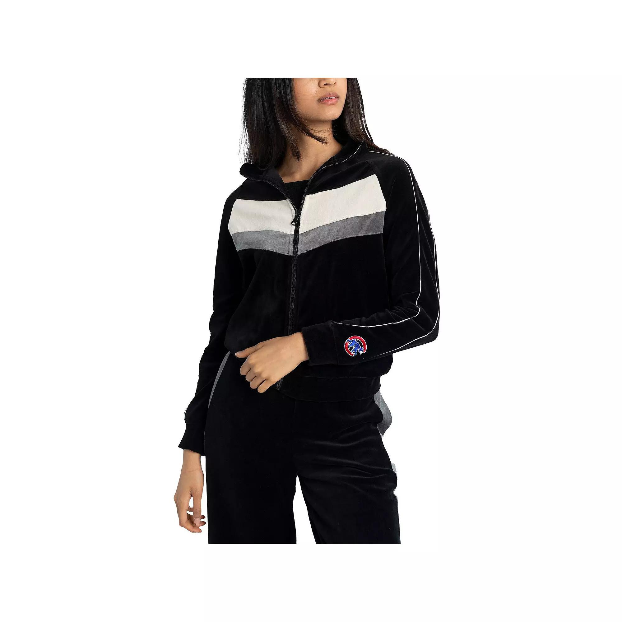 Women's Lusso Black Chicago Cubs Nixie Raglan Full-Zip Jacket, Size: Medium Product Image