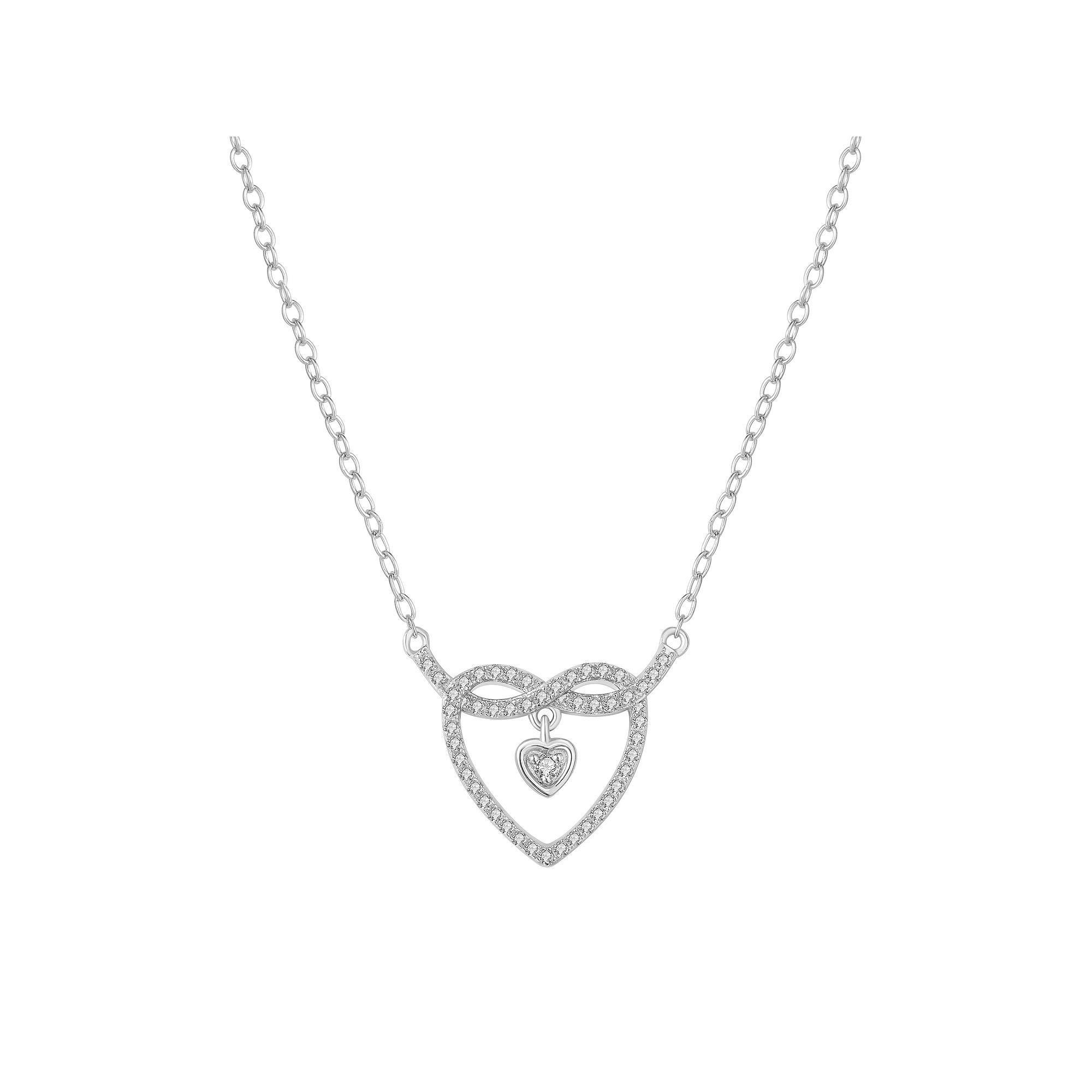 Sterling Silver 1/5 Carat T.W. Diamond Infinity Heart Necklace, Women's, Size: 18" Product Image