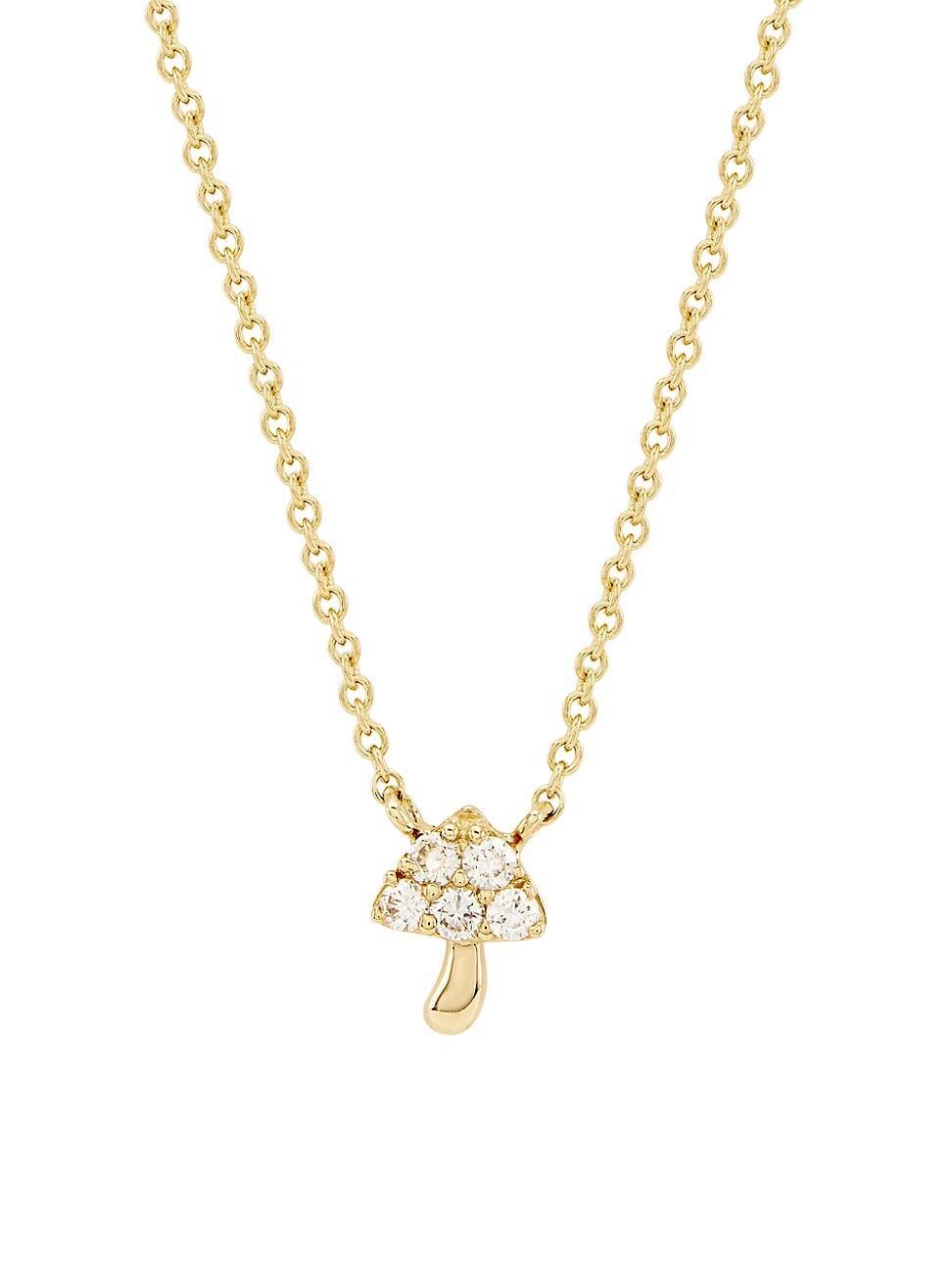 Womens 14K Yellow Gold & 0.05 TCW Diamond Mushroom Pendant Necklace Product Image