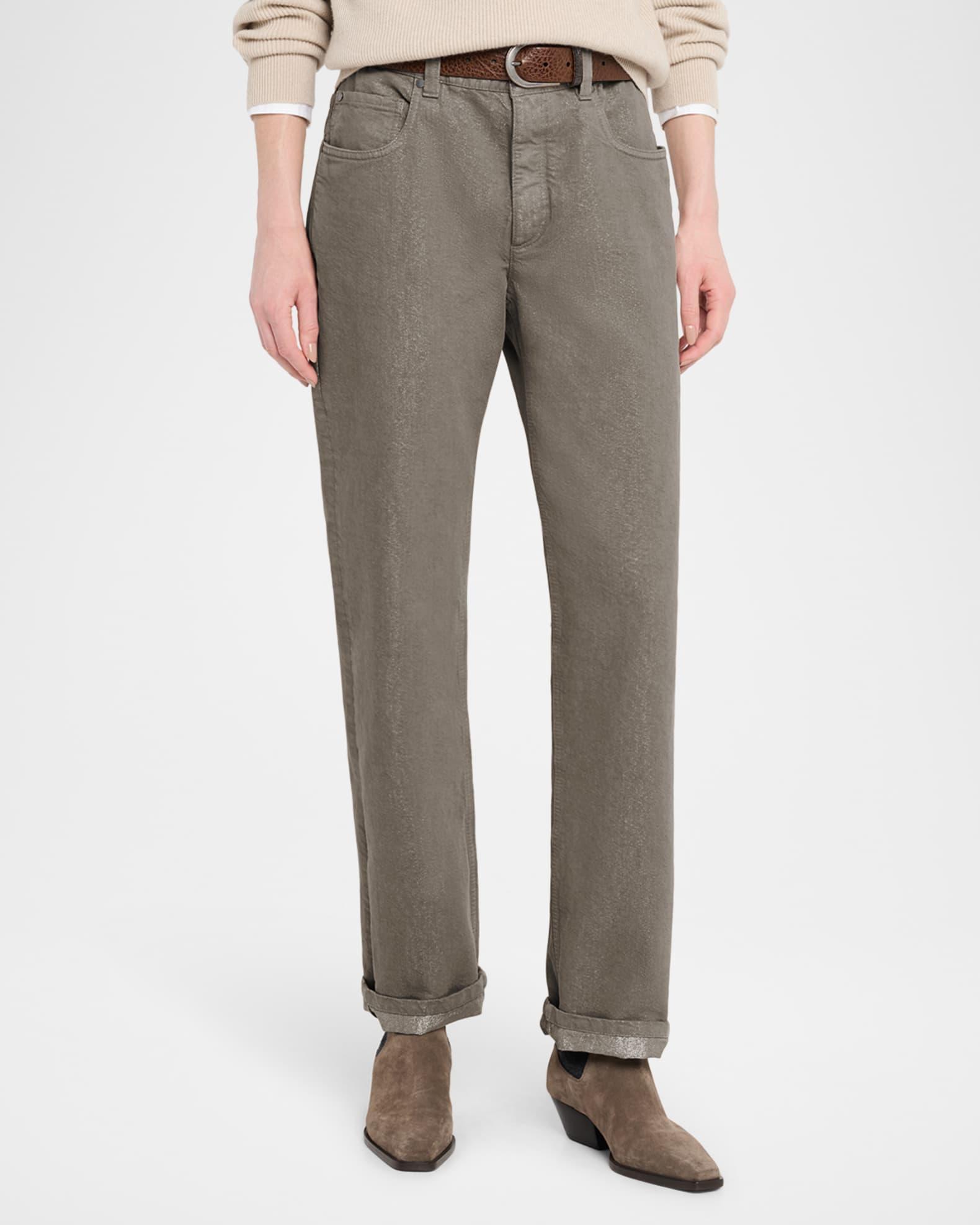 Dyed Lurex Straight Boyfriend Jeans Product Image