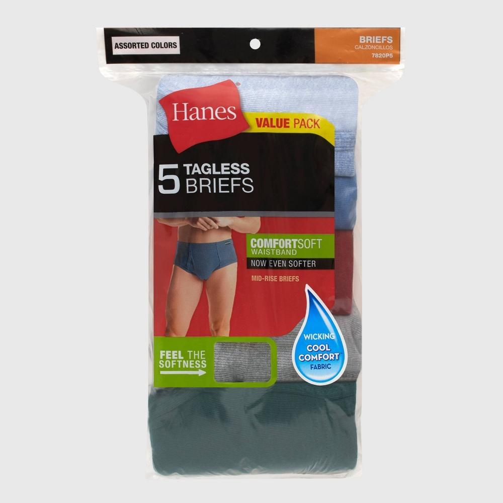 Hanes Men's Comfort Soft Waistband Mid-Rise Briefs 6pk - Blue/Green/Gray XL: Tagless, Breathable, Moisture Wicking Product Image