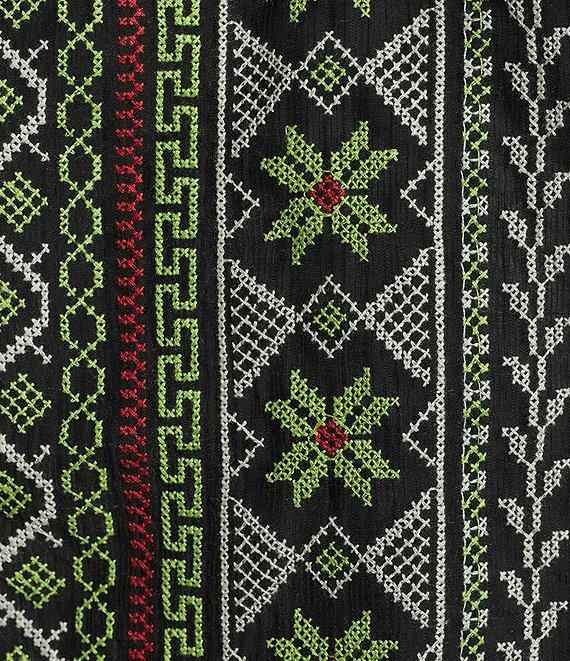 Calessa Embroidered Split V-Neck Short Sleeve Tunic Product Image