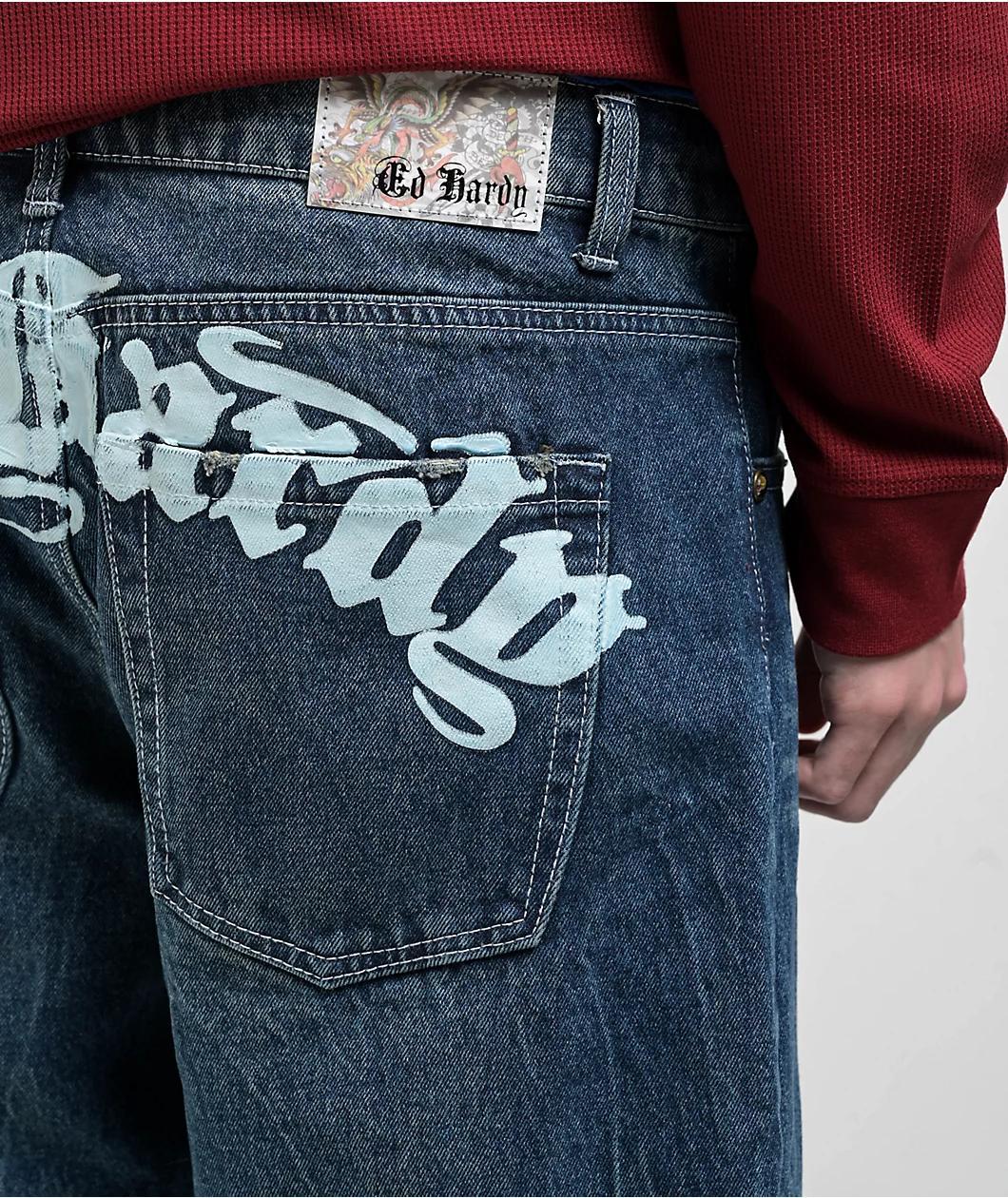 Ed Hardy Skull Mid Blue Shorts Product Image