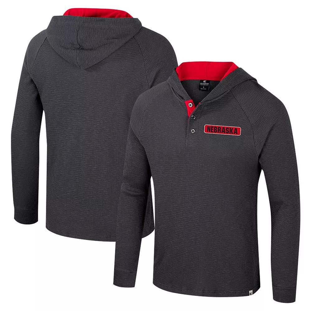 Men's Colosseum  Charcoal Oregon State Beavers Dujour Ralgan Long Sleeve Henley Hoodie T-Shirt, Size: 2XL Product Image