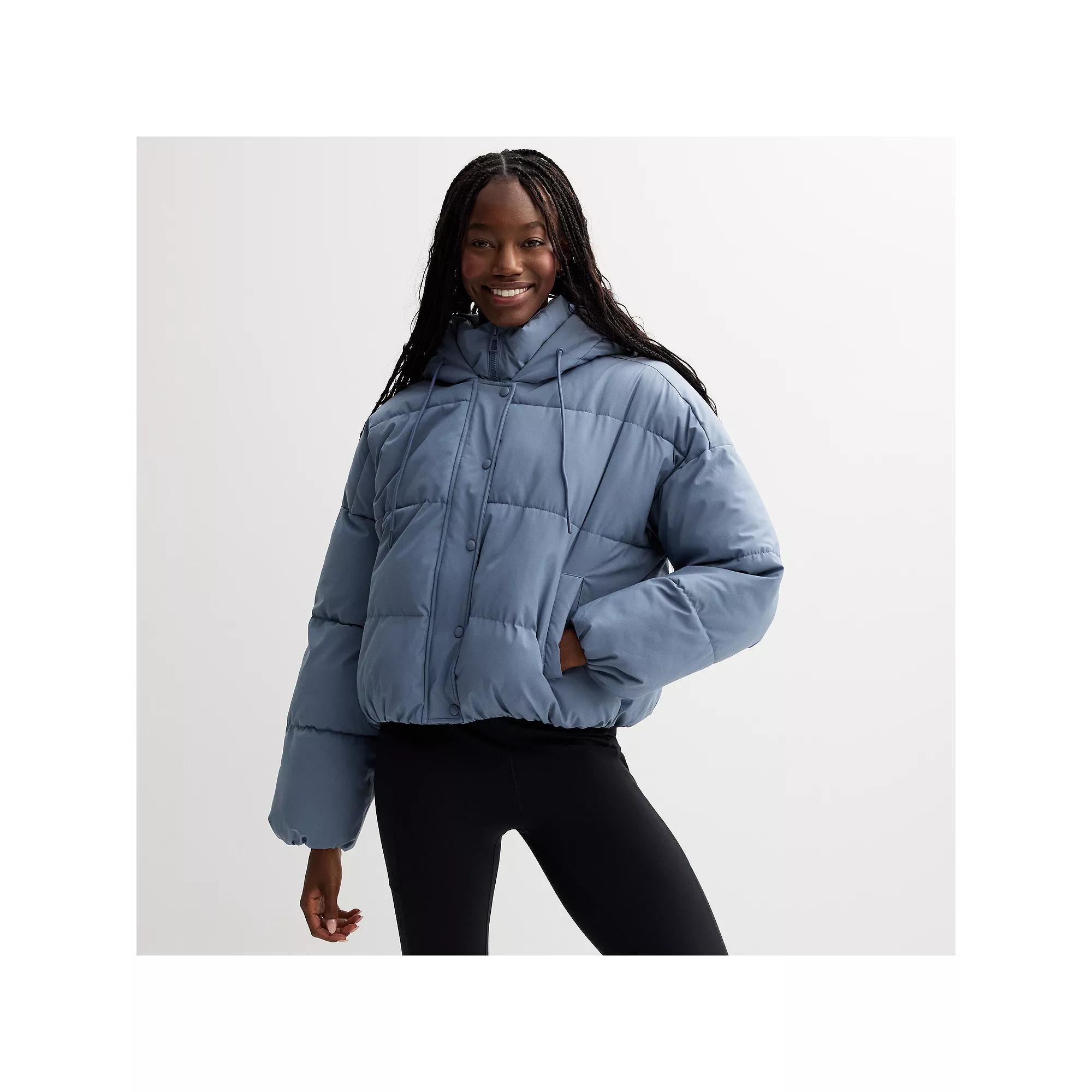 Junior's Sebby Hooded Oversized Puffer Coat, Women's, Size: XL, Blue Product Image