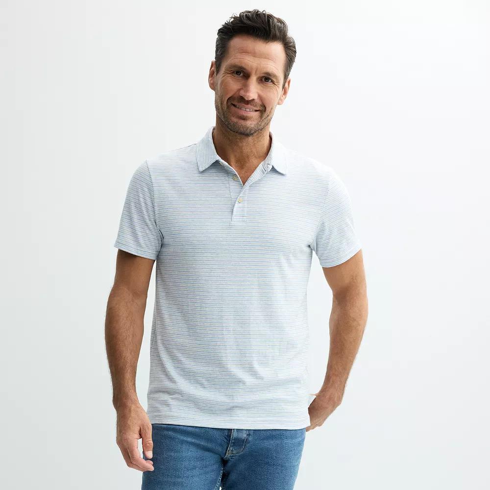 Men's Sonoma Goods For Life® The Super Soft Polo, Size: XXL, Blue Grey Stripe Product Image