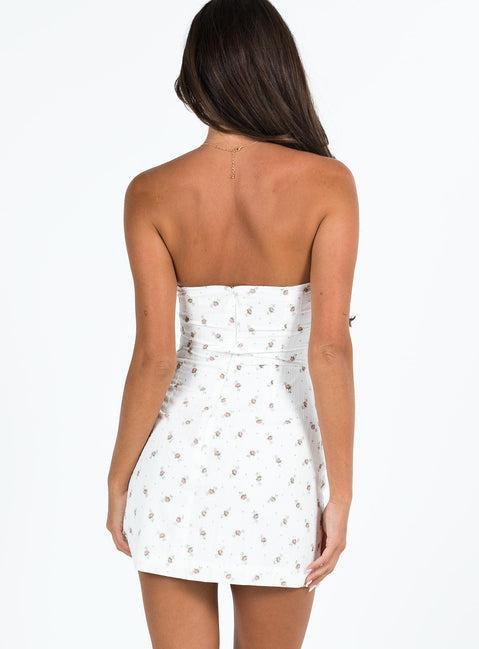 Mulley Strapless Mini Dress White / Pink Floral Product Image