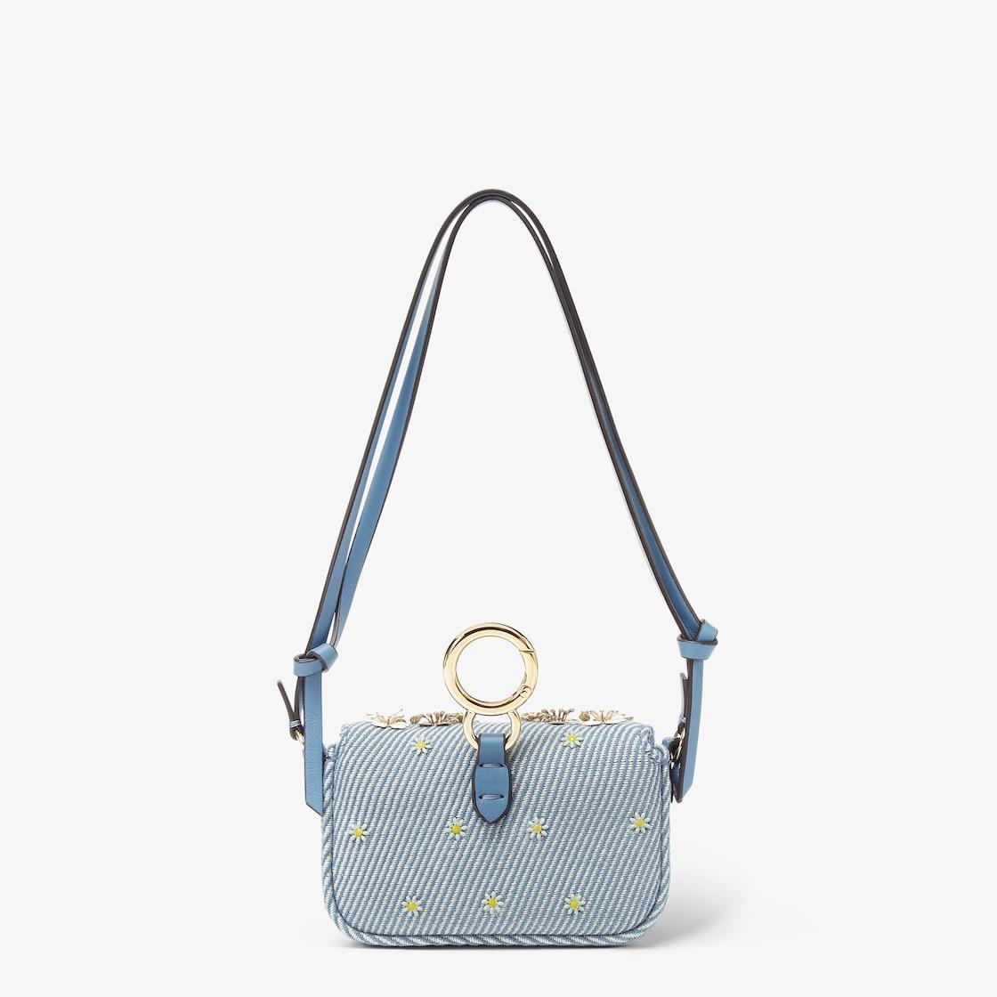 Nano Baguette CharmBlue denim charm with Fendi Flower Bouquet embroidery Product Image