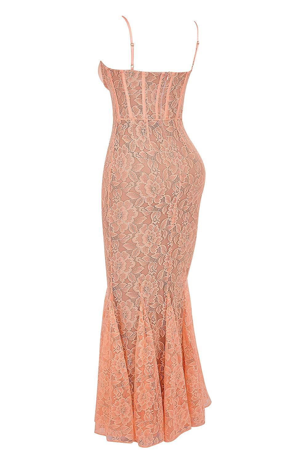 Cordelia Sorbet Lace Godet Maxi Dress Product Image