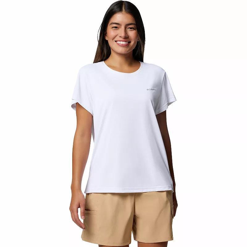 Women's Columbia Bluevista Hill Short Sleeve Crewneck T-Shirt, Size: XL, Safari Grey Product Image