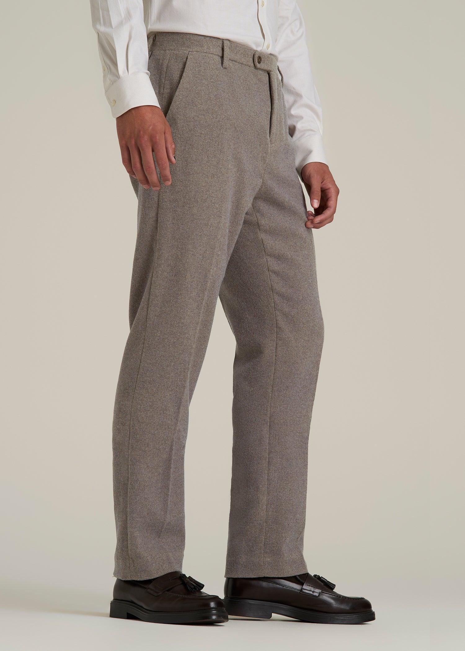 Wool Blend Dress Pants for Tall Men in Taupe Mix Male Product Image