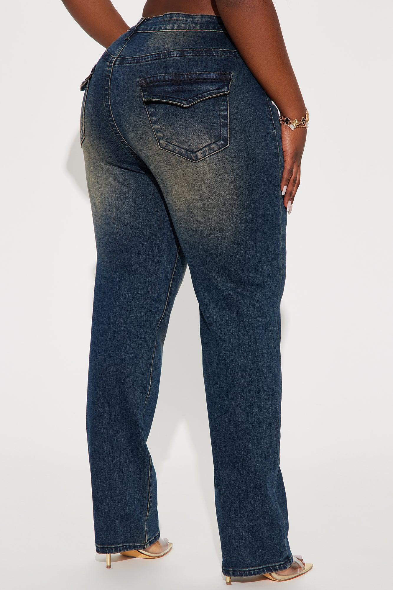 Keep It In Mind Stretch Tinted Straight Leg Jeans - Dark Wash Product Image