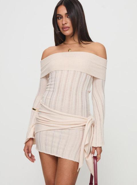 Oalie Off The Shoulder Mini Dress Cream Product Image
