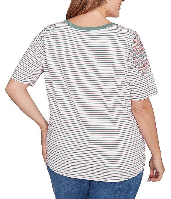 Ruby Rd. Plus Size Paisley Stripe Envelope Neck Short Sleeve Top Product Image