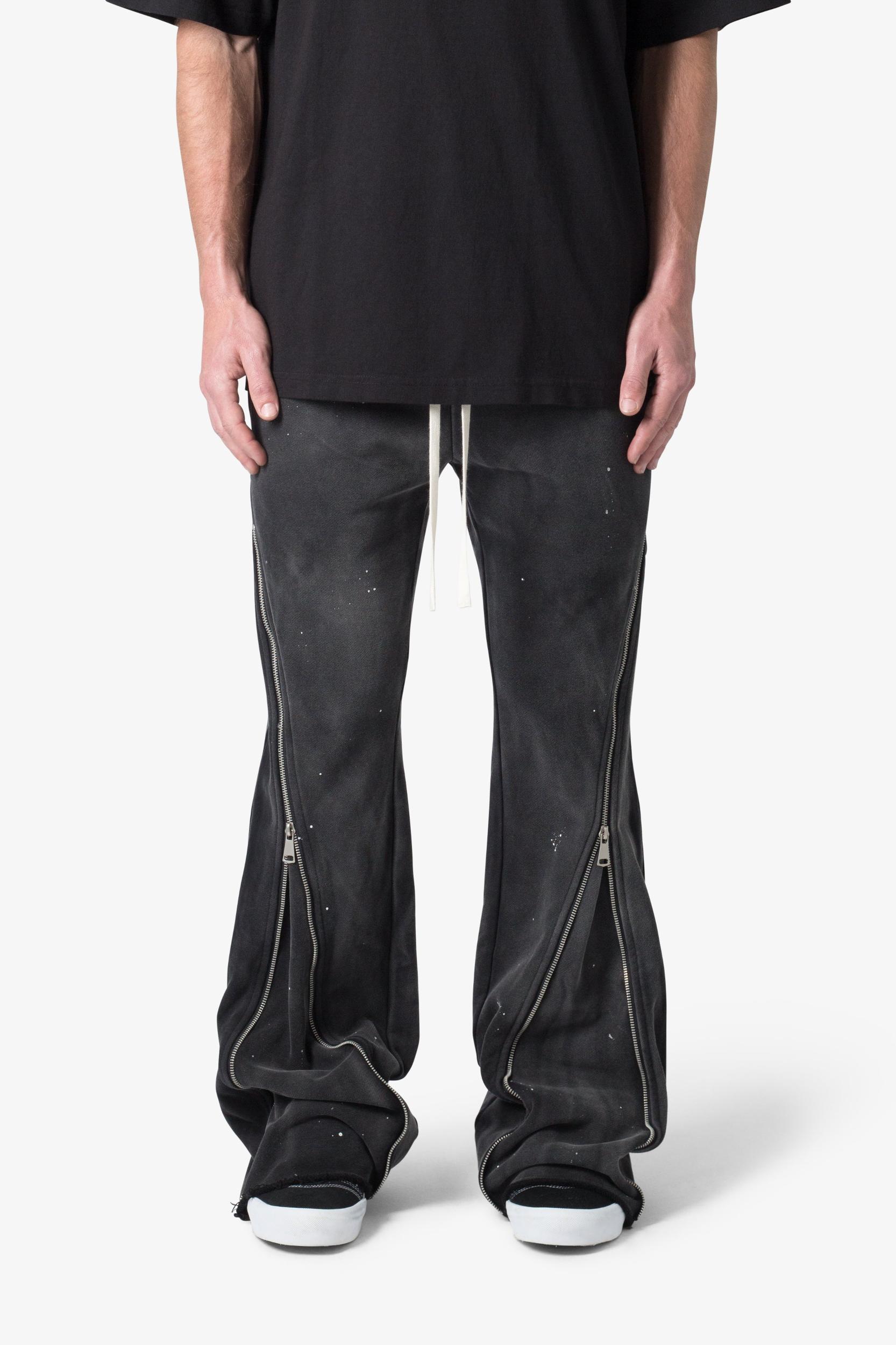 Zipper Flare Sweatpants - Vintage Black Product Image