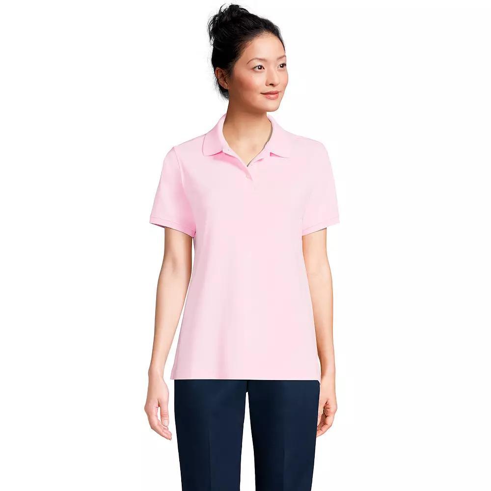Women's Lands' End School Uniform Classic Short Sleeve Interlock Polo Top, Size: Medium, Classic Blue Product Image