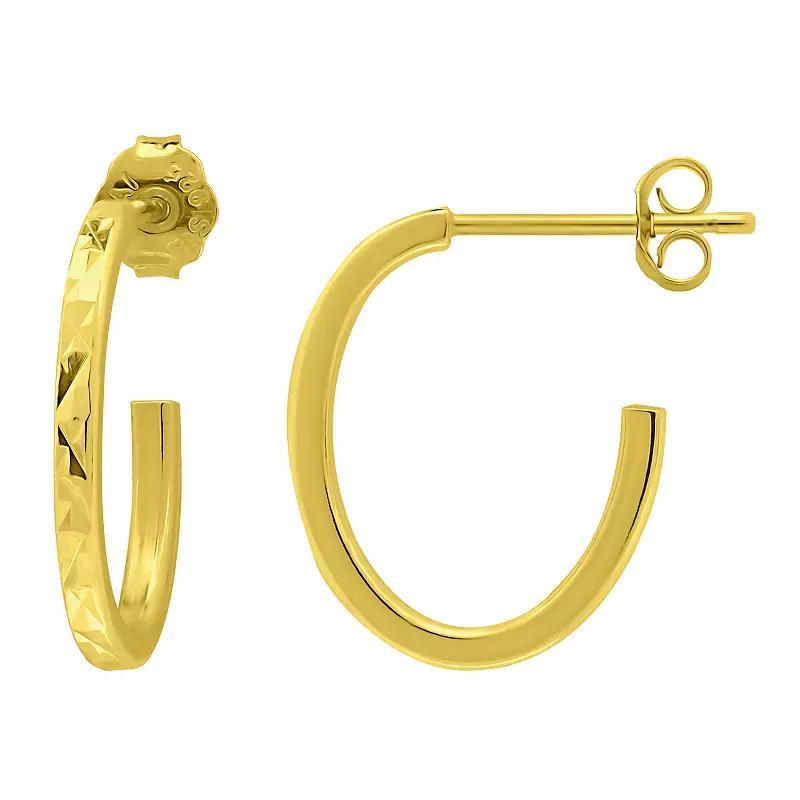 Aleure Precioso Sterling Silver Square Tubing Diamond Cut Hoop Earrings, Womens Gold Tone Product Image