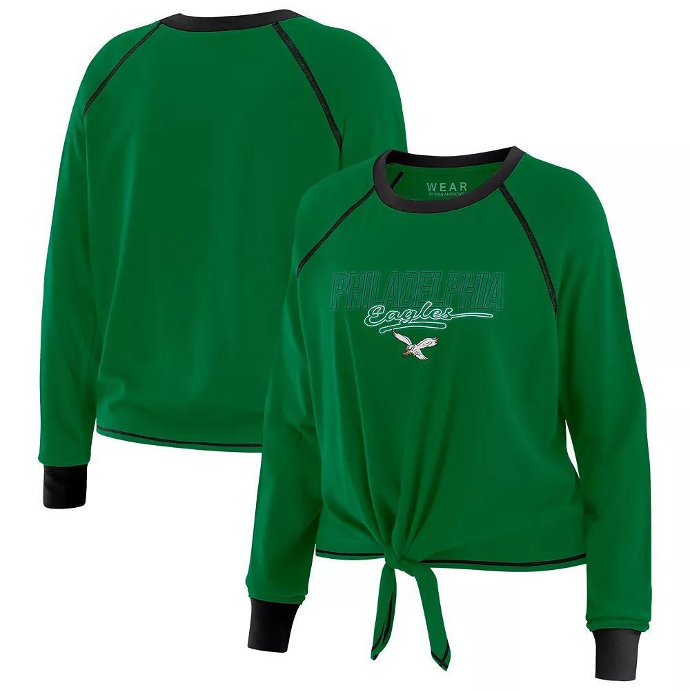 Women's WEAR by Erin Andrews Green/Black New York Jets Plus Size Tie-Front Long Sleeve Top, Size: 3XL Product Image