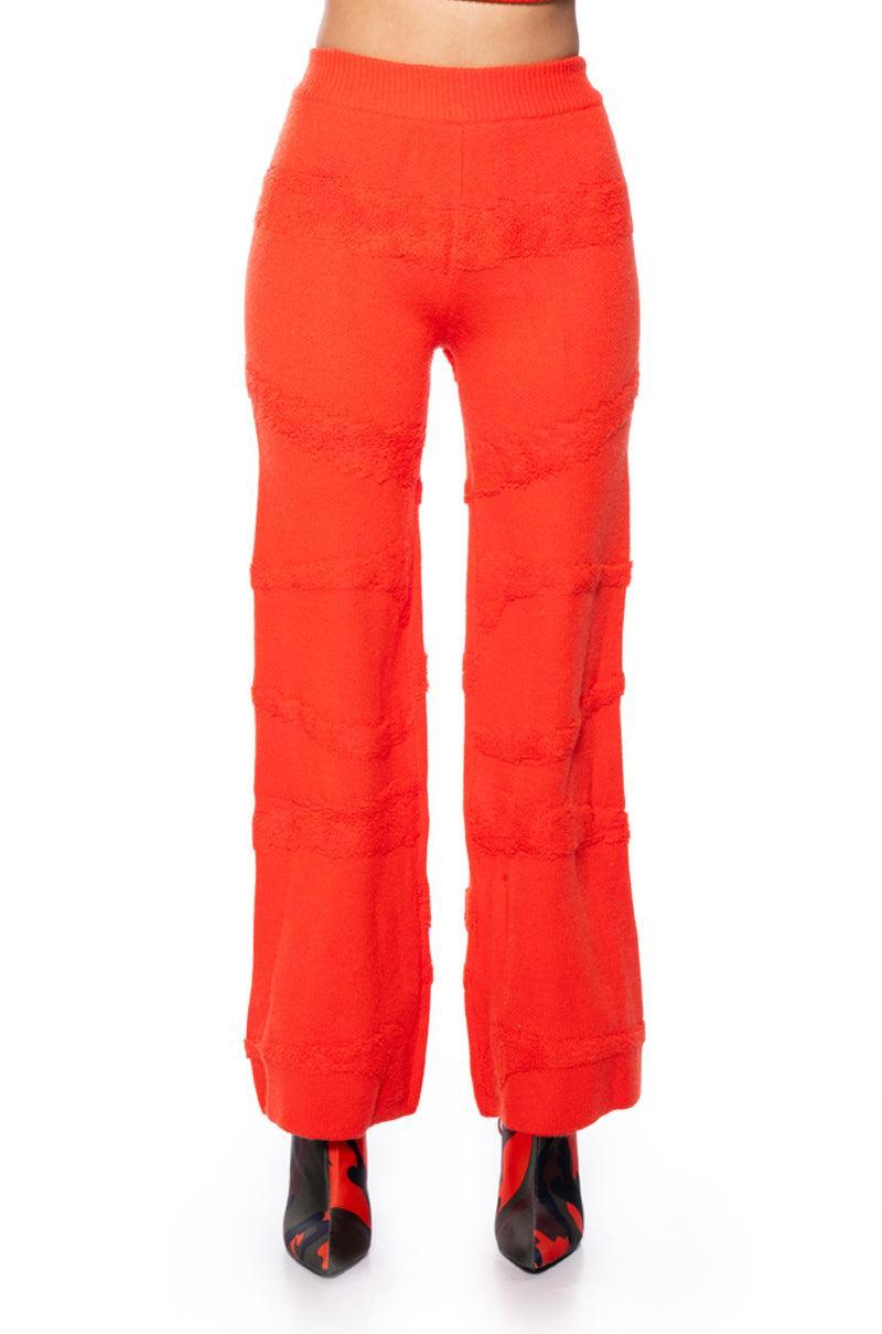 CARISSA COZY KNIT WIDE LEG PANT IN ORANGE Product Image