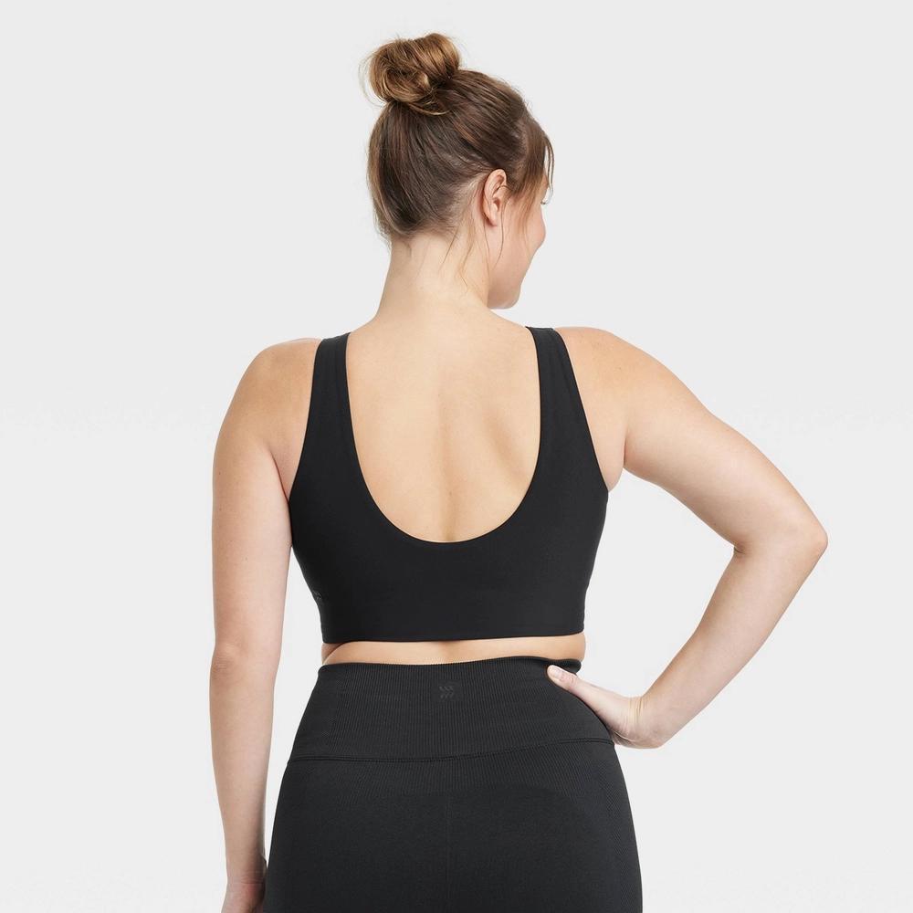 Womens Everyday Soft Medium Support Longline Sports Bra - All In Motion Black XXL: Moisture Wicking, Quick Drying Product Image