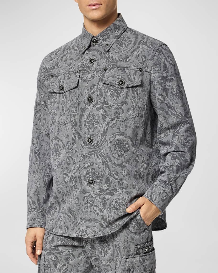 Men's Barocco Jacquard Button-Down Shirt Product Image