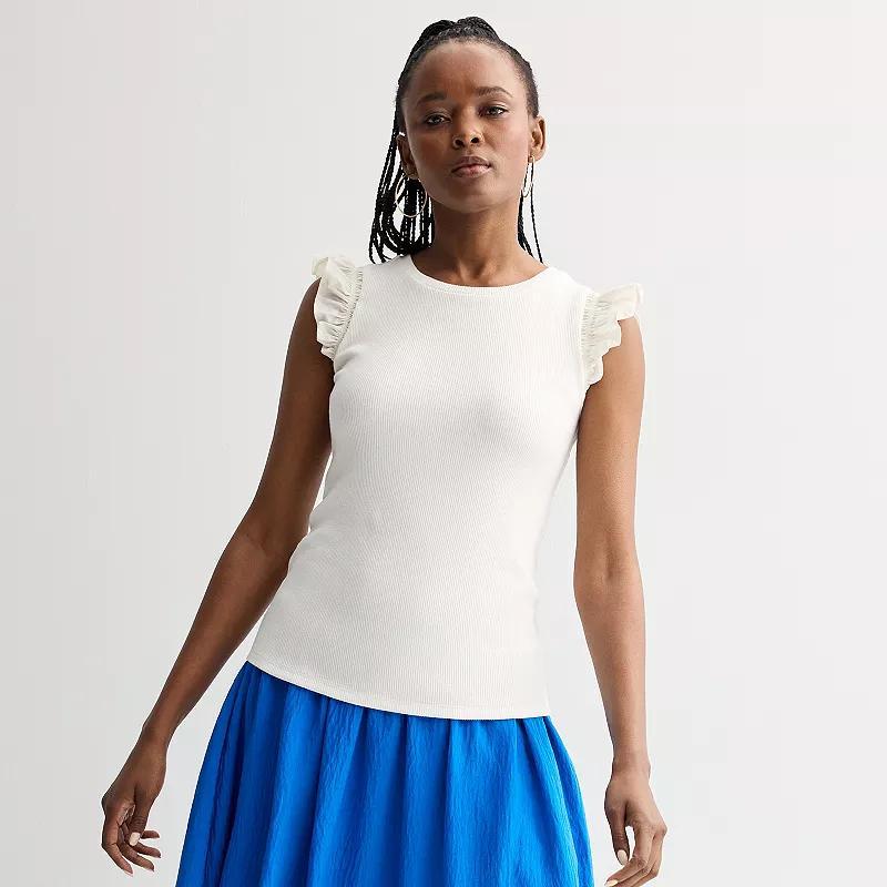 Womens Nine West Mixed Media Flutter Top Product Image